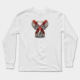 Baby Elephant with Glasses and Alabama Flag Long Sleeve T-Shirt